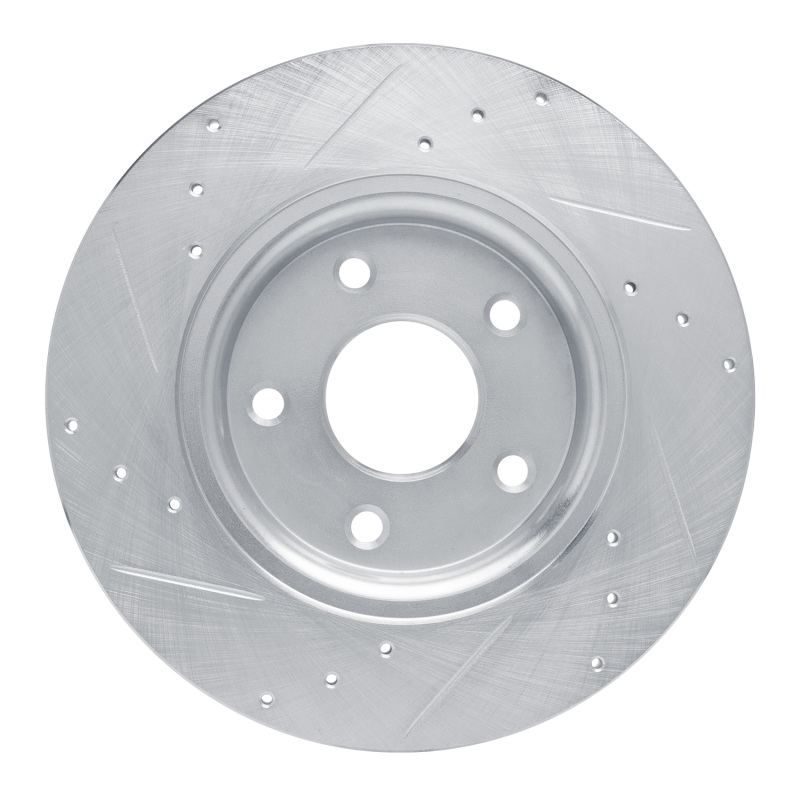 Chrysler Town & Country Brake Rotor (1) - Rear Right - R1 Concepts - Drilled & Slotted - Silver - `12-`20
